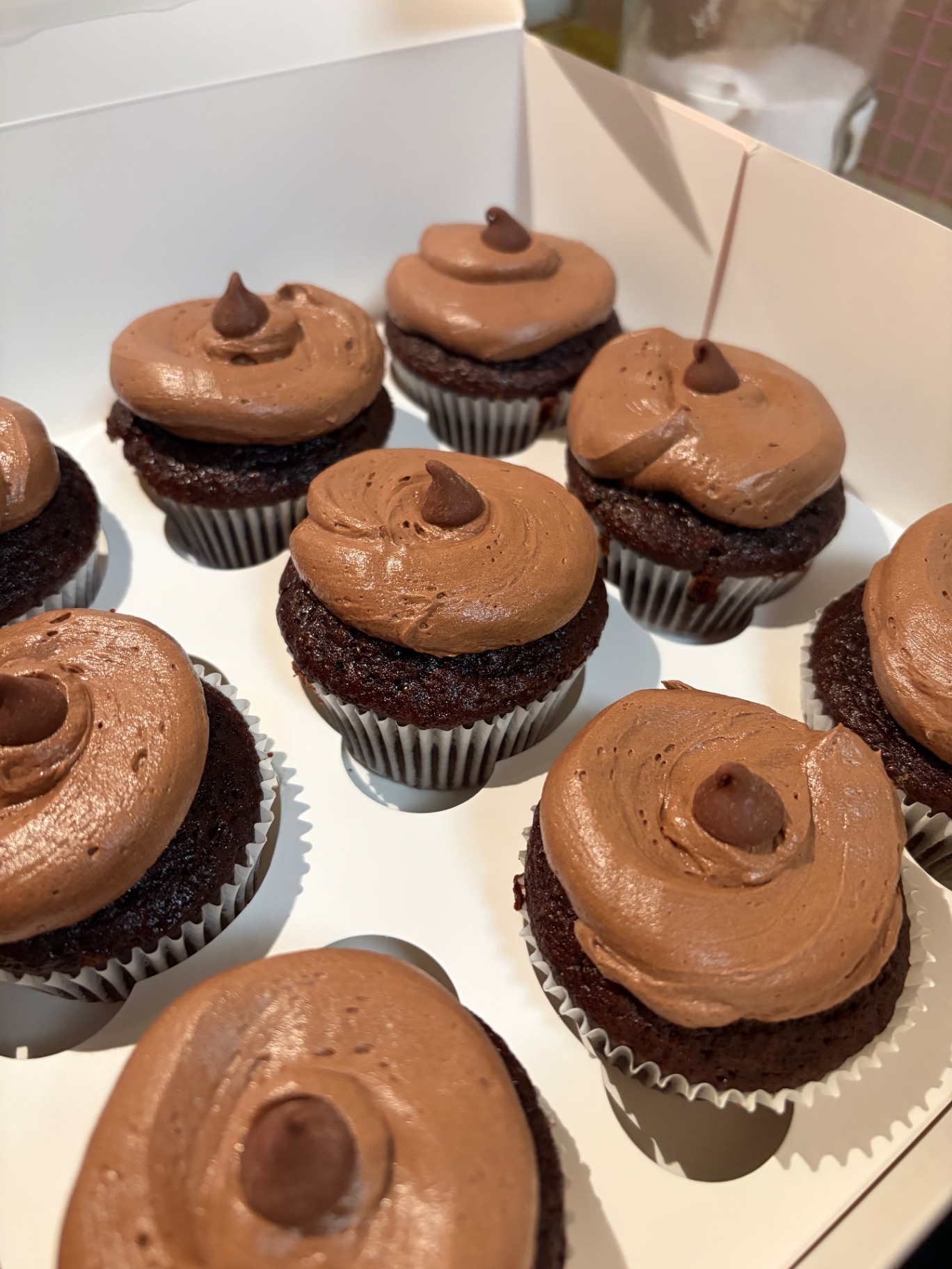 Chocolate cupcakes with chocolate frosting